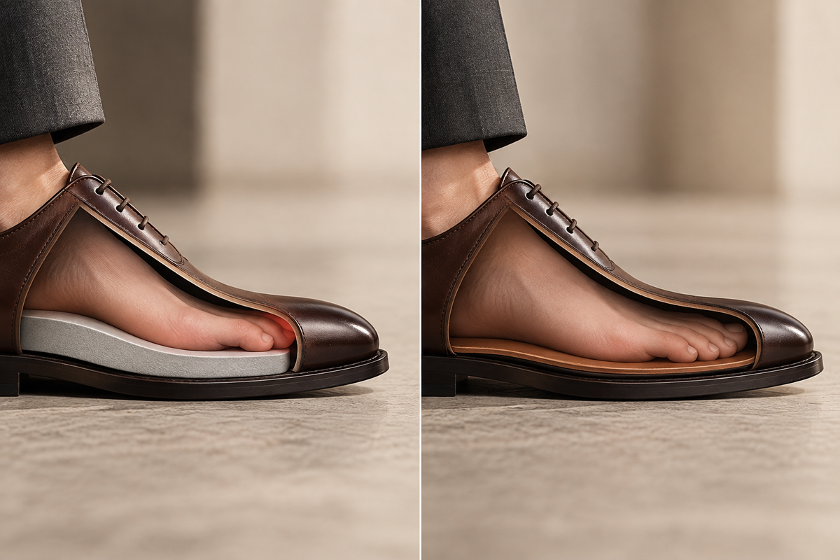 Toe room inside tight fitting dress shoes