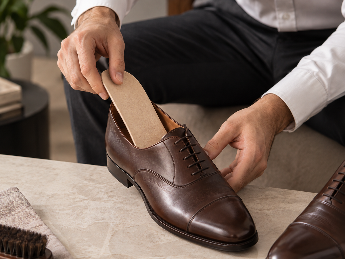 Remove existing dress shoe liner