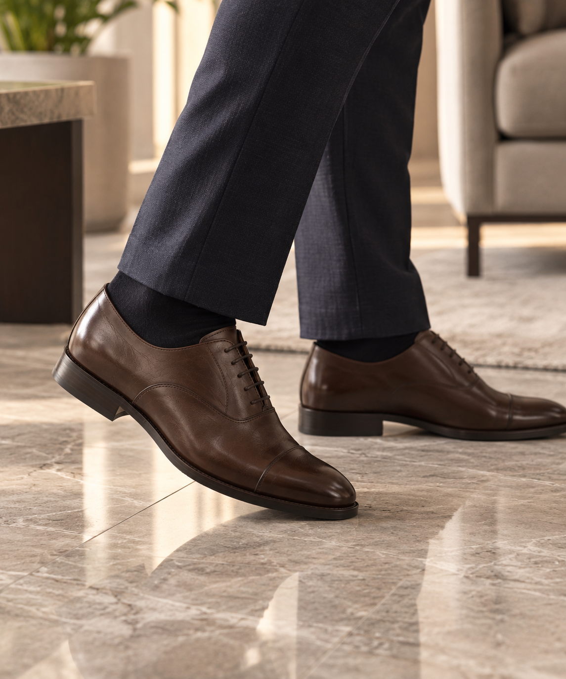 Check final fit and toe room in dress shoe