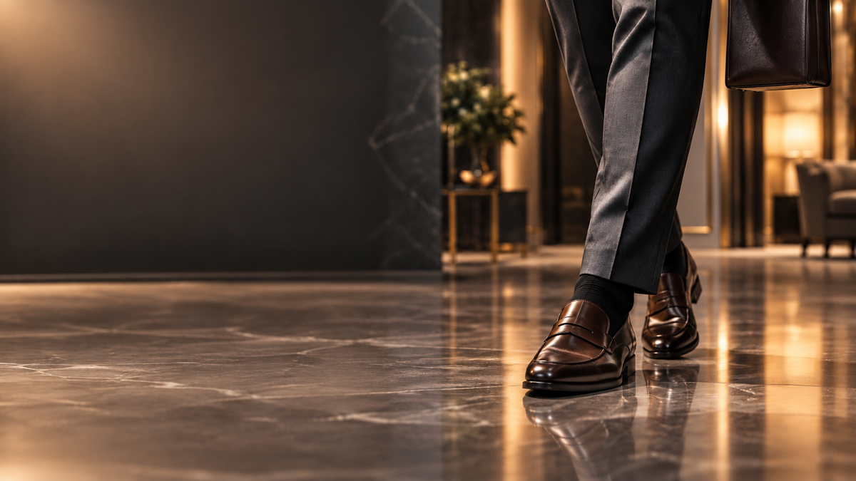 Thin leather insoles inside premium dress shoes