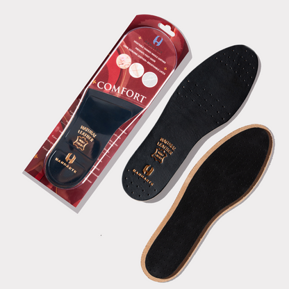 Handarte Ultra-Thin Black Leather Odor-Control Insoles