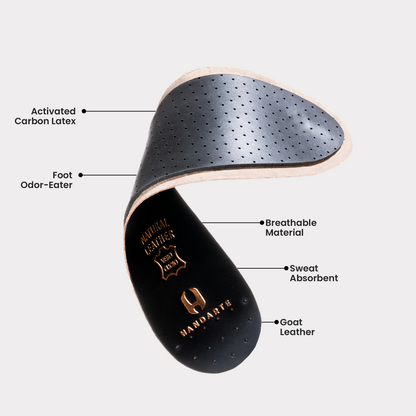Handarte Ultra-Thin Black Leather Odor-Control Insoles