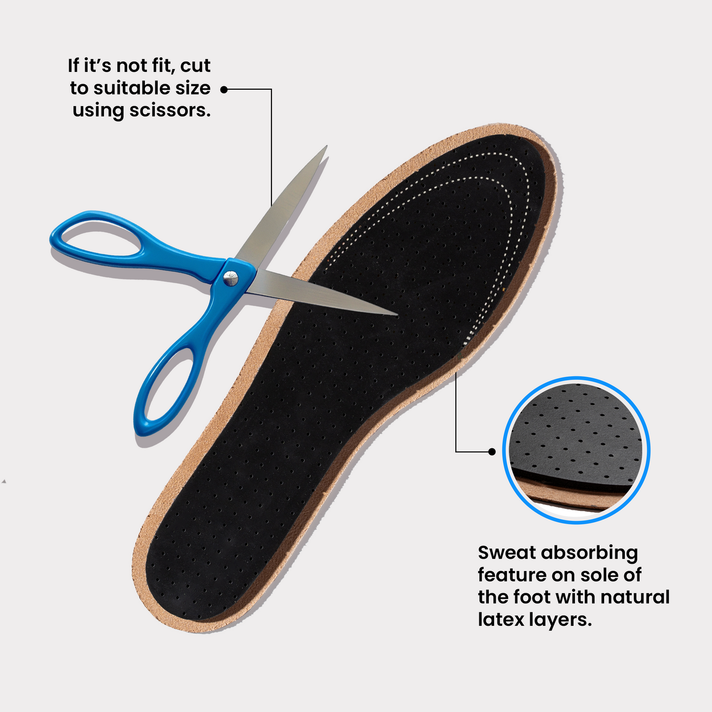 Handarte Ultra-Thin Black Leather Odor-Control Insoles