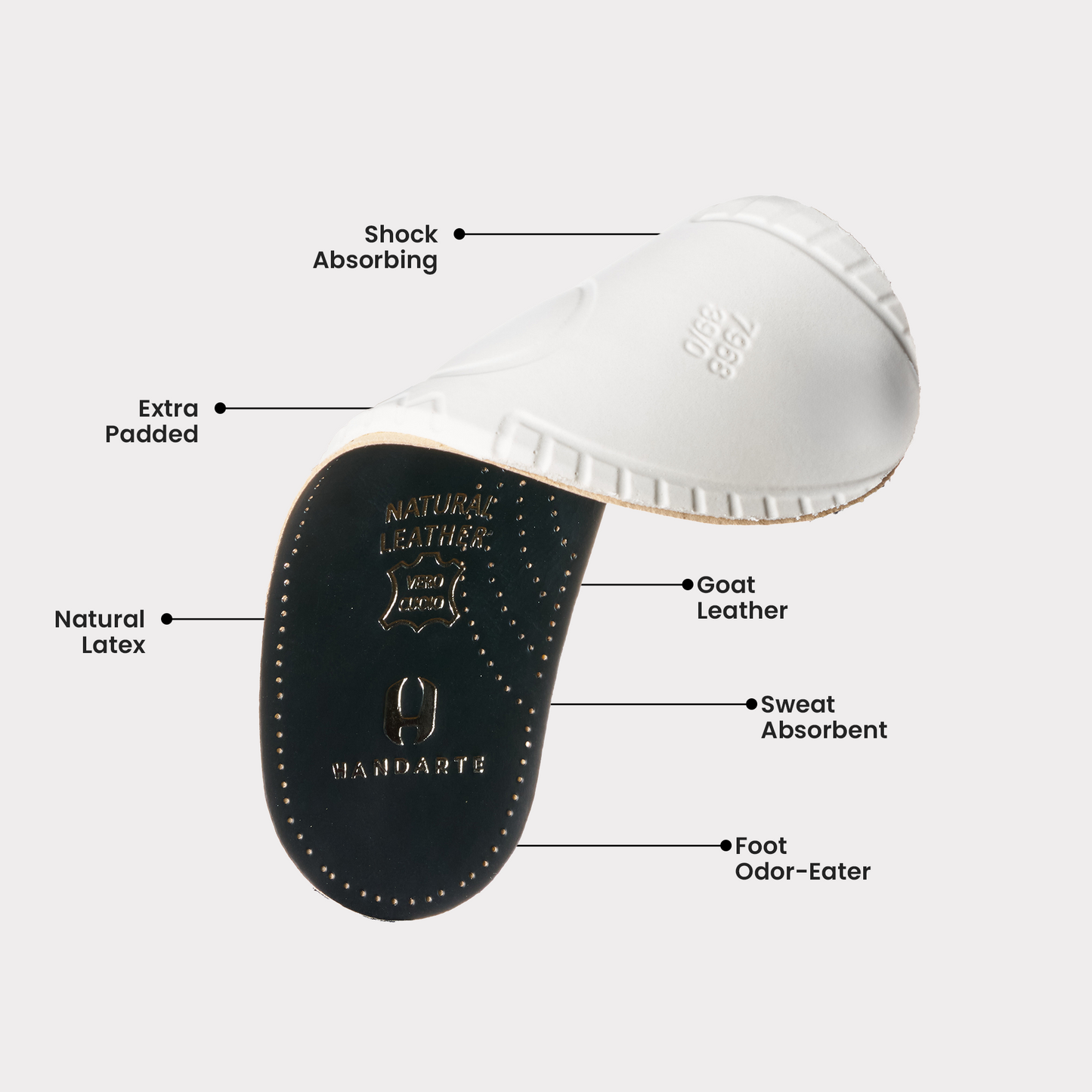Handarte All-Day Soft Black Leather Insoles