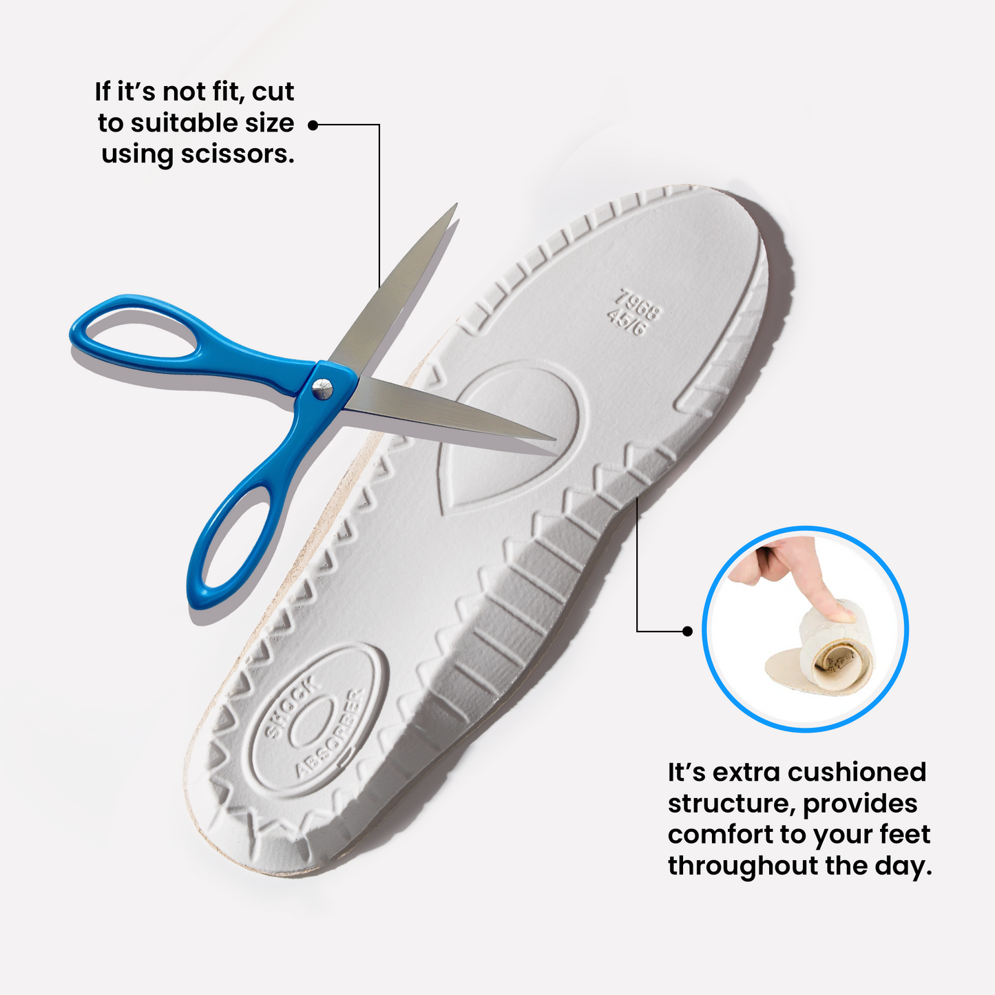 Handarte All-Day Soft Black Leather Insoles